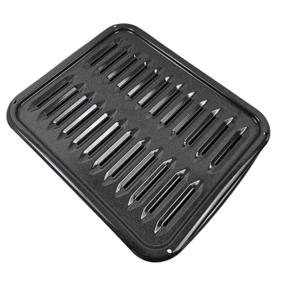 Enamel Coated Roasting Tray Drip Pan Speckled Gray Oven Broiler Vintage - Picture 1 of 10